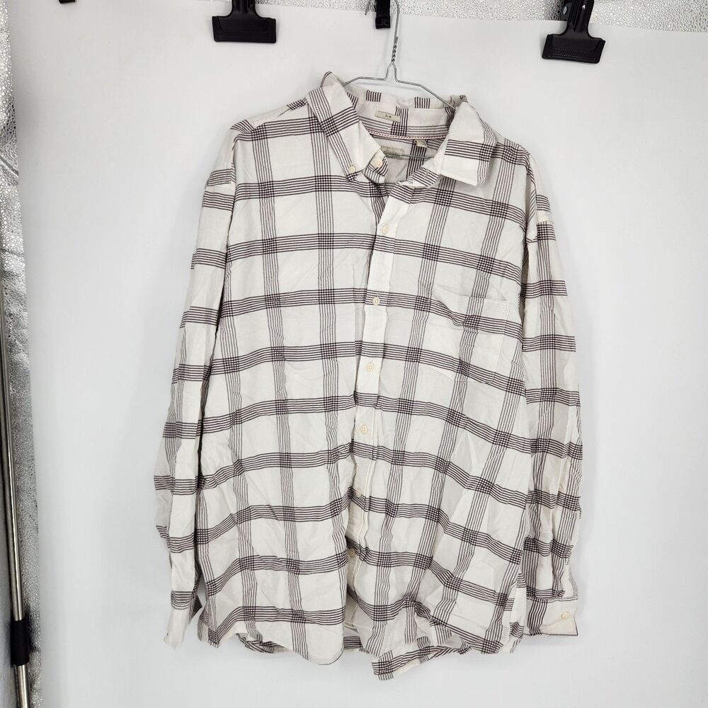 Hawker‎ Rye Men's XXL Short White Check Long Sleeve Cotton Blend Button Up Shirt